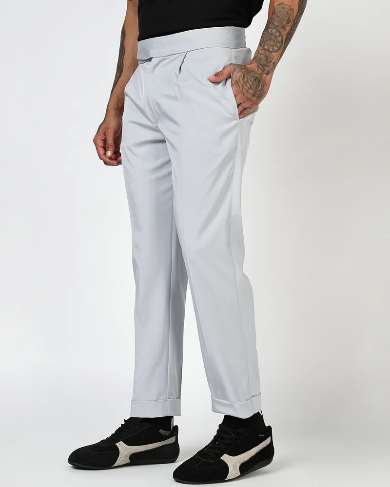 bewakoof Men's Light Grey Gurkha Pants