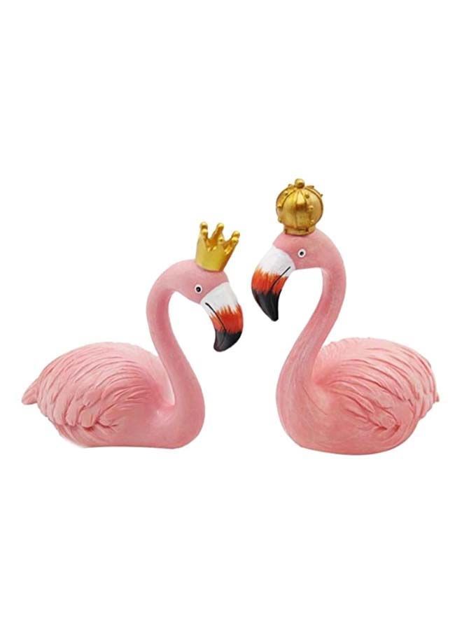 NIBEMINENT 2-Piece Mini Queen And King Flamingo Set Pink/Gold 9.5 x 12cm