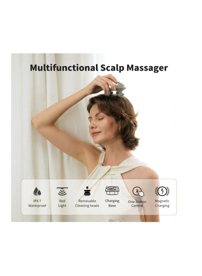 Breo Scalp Mini Pro Electric Scalp Massager with Kneading, Head Massager for Stress Relax, Hair Massager for Hair Growth, Waterproof Scalp Brush, Cordless and Portable, Gift for Men & Womenجهاز تدليك فروة الرأس الكهربائي بريو سكالب ميني برو مع خاصية العجن، جهاز تدليك الرأس لتخفيف التوتر، جهاز تدليك الشعر لتحفيز نمو الشعر، فرشاة فروة رأس مقاومة للماء، لاسلكي ومحمول، هدية للرجال والنساء - Image 2
