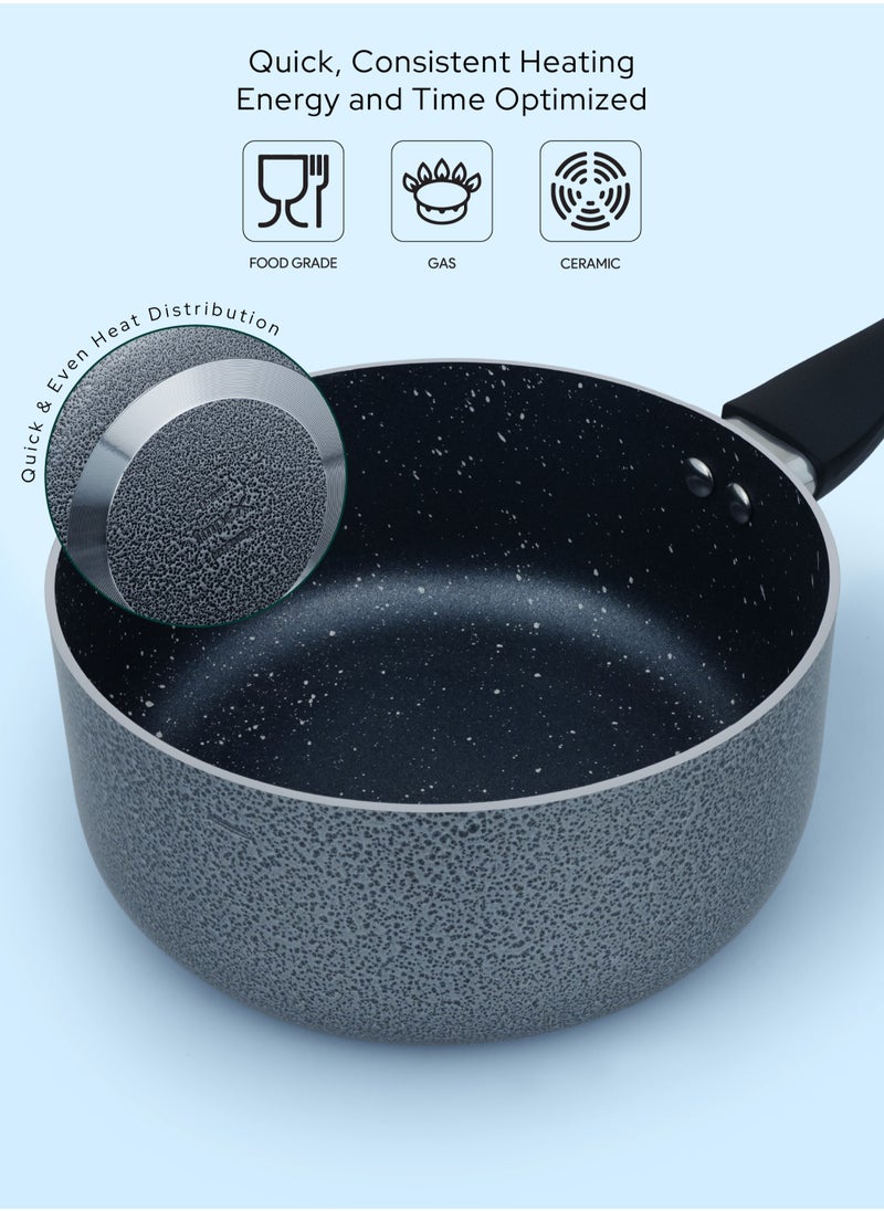 Impex - 10-Piece Aluminum Cookware Set,5 Layer Super Granite Coating, Non-Stick Surface, Fry Pan 24cm,3 Saucepan with Lid 28\24\20cm, Milk Pan with Lid 18cm And Spatula, PFOA Free-NCB 7110 - Image 1