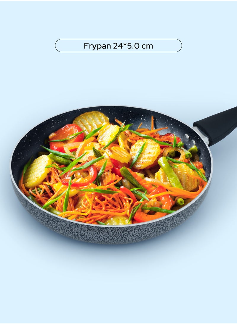 Impex - 10-Piece Aluminum Cookware Set,5 Layer Super Granite Coating, Non-Stick Surface, Fry Pan 24cm,3 Saucepan with Lid 28\24\20cm, Milk Pan with Lid 18cm And Spatula, PFOA Free-NCB 7110 - Image 1