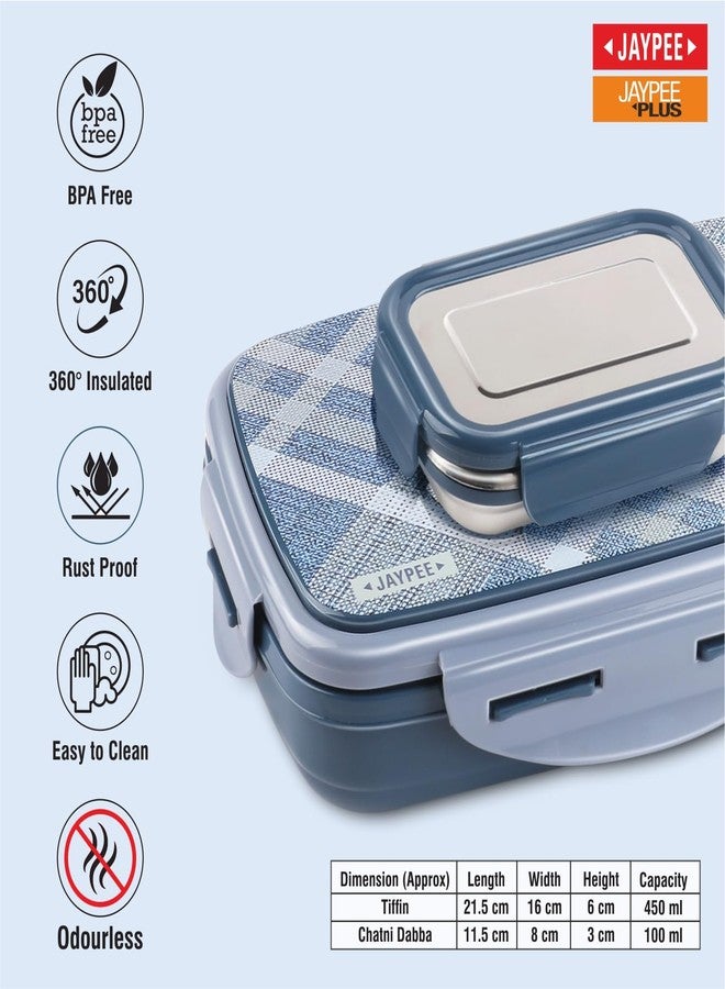 JAYPEE Ecosteel Sr. Inner Stainless Steel Insulated Lunch Box for School Kids |Airtight Leakproof Tiffin Box for Kids |Food Grade|BPA Free, 550 ml, Benz Blue - Image 3
