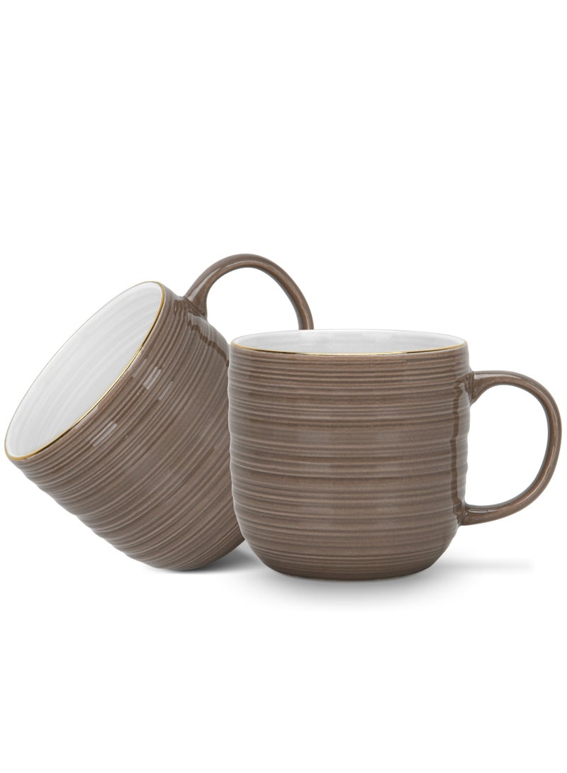 Fissman طقم أكواب قهوة من قطعتين سعة 350 مل، سلسلة فيرمينا، أكواب جديدة من البورسلين بلمسة لامعة مع مقبض، أكواب بحافة ذهبية، قاعدة غير قابلة للانزلاق - Image 1