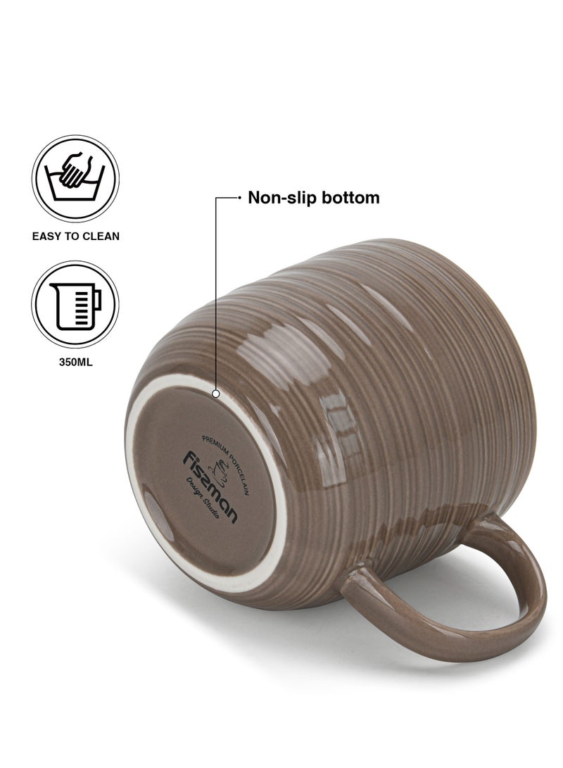 Fissman طقم أكواب قهوة من قطعتين سعة 350 مل، سلسلة فيرمينا، أكواب جديدة من البورسلين بلمسة لامعة مع مقبض، أكواب بحافة ذهبية، قاعدة غير قابلة للانزلاق - Image 2