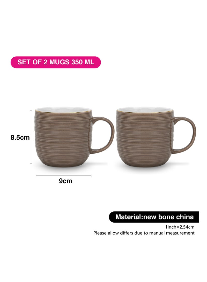 Fissman طقم أكواب قهوة من قطعتين سعة 350 مل، سلسلة فيرمينا، أكواب جديدة من البورسلين بلمسة لامعة مع مقبض، أكواب بحافة ذهبية، قاعدة غير قابلة للانزلاق - Image 3