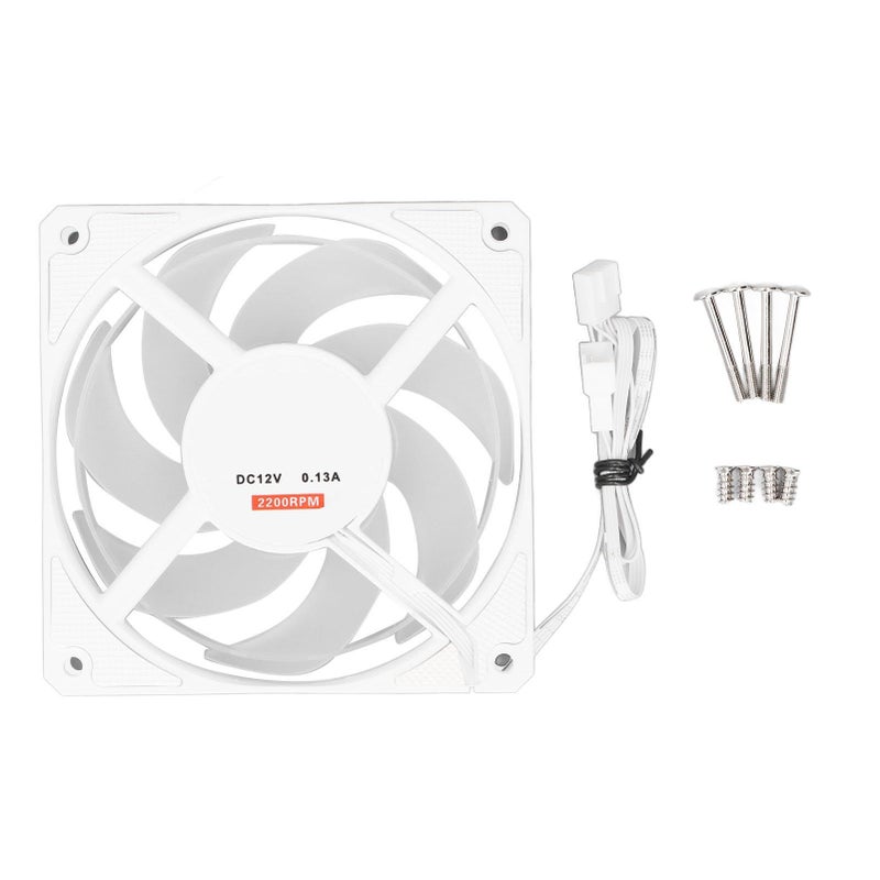 White PWM PC Case Fan 2200RPM Hydraulic Bearing Intelligent Temperature Control 4 Pin - Image 2
