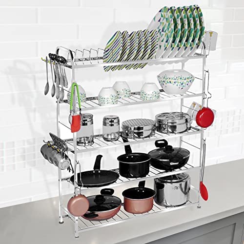 Homify Wall Mount Kitchen Utensils Dish Rack Stainless Steel Utensil RackStand Dish StandHolder Kitchen Organizer Utensils Rack with Plate Cutlery Stand 36 x 30 - Image 2