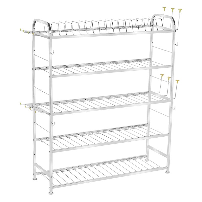 Homify Wall Mount Kitchen Utensils Dish Rack Stainless Steel Utensil RackStand Dish StandHolder Kitchen Organizer Utensils Rack with Plate Cutlery Stand 36 x 30 - Image 4
