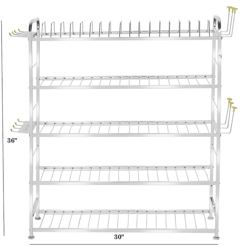 Homify Wall Mount Kitchen Utensils Dish Rack Stainless Steel Utensil RackStand Dish StandHolder Kitchen Organizer Utensils Rack with Plate Cutlery Stand 36 x 30 - Image 5