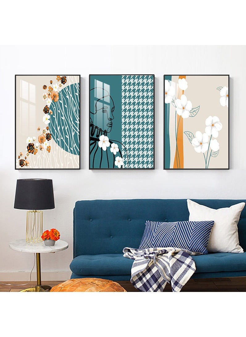 FASHION HOME 3PCS Wall Art Bright Style Minimalist Decor Modern Abstract Canvas Prints Poster Picture Framed Paintings Decorations  - Image 2