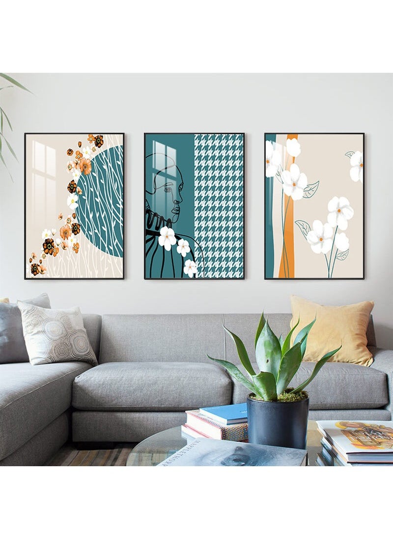 FASHION HOME 3PCS Wall Art Bright Style Minimalist Decor Modern Abstract Canvas Prints Poster Picture Framed Paintings Decorations  - Image 3