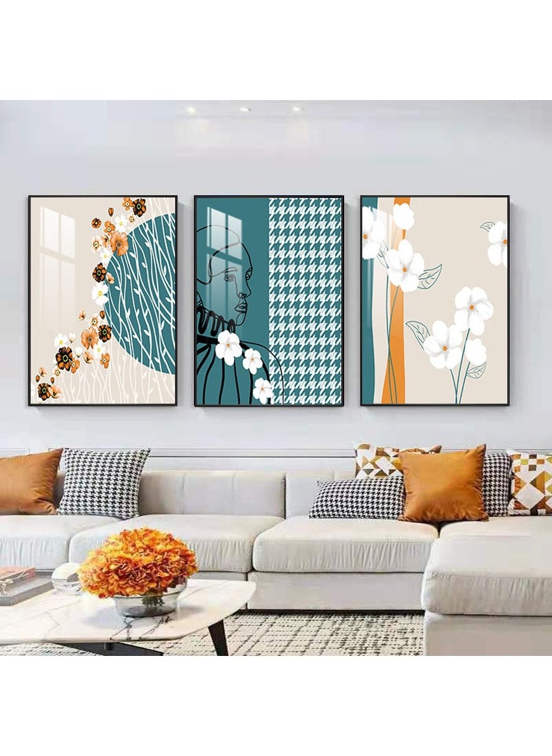 FASHION HOME 3PCS Wall Art Bright Style Minimalist Decor Modern Abstract Canvas Prints Poster Picture Framed Paintings Decorations  - Image 4