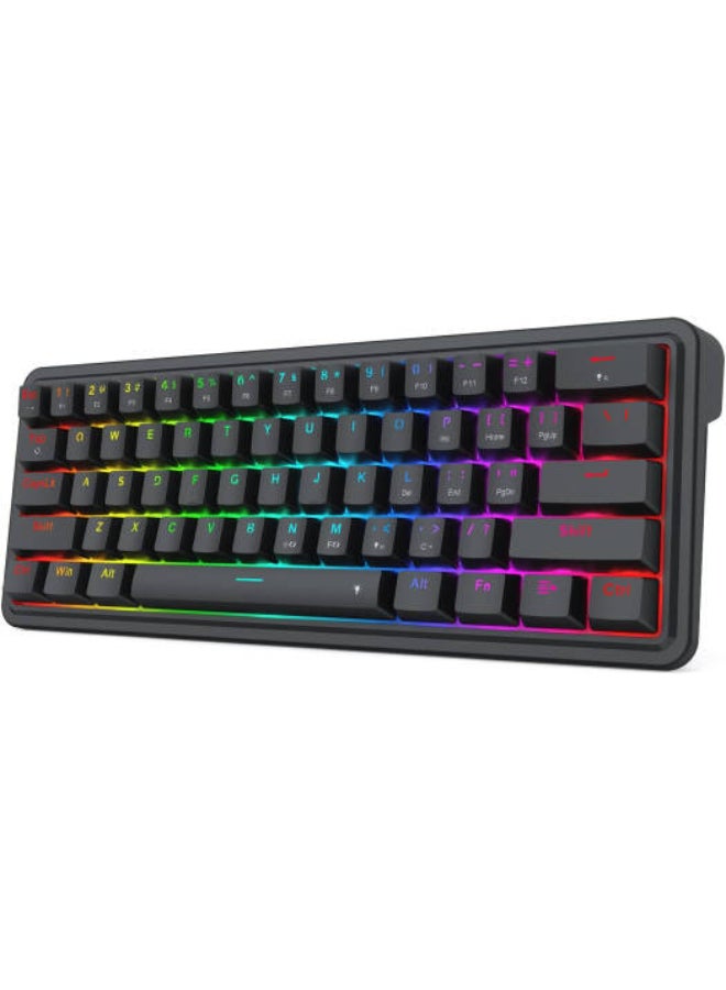 ريدراجون لوحة مفاتيح الألعاب RGB سلكية K722 بنسبة 60%، 61 مفتاحًا مع إمكانية التبديل الساخن، لوحة مفاتيح ميكانيكية مدمجة مع مقبس تعديل مجاني، عزل ضوضاء ثلاثي الطبقات، مفتاح خطي مخصص هادئ - Image 2