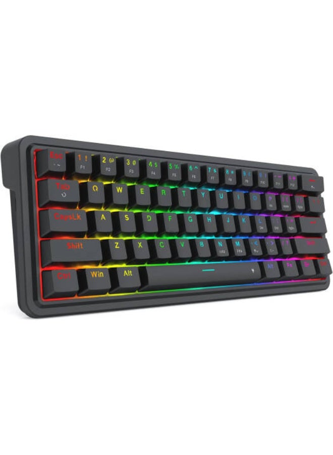 ريدراجون لوحة مفاتيح الألعاب RGB سلكية K722 بنسبة 60%، 61 مفتاحًا مع إمكانية التبديل الساخن، لوحة مفاتيح ميكانيكية مدمجة مع مقبس تعديل مجاني، عزل ضوضاء ثلاثي الطبقات، مفتاح خطي مخصص هادئ - Image 3
