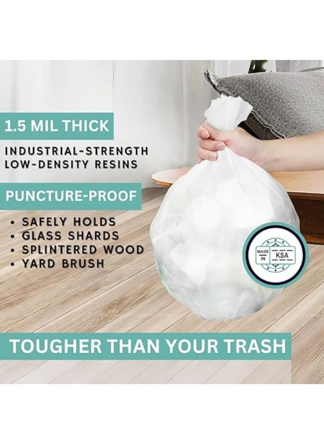 8 Gallons 150 Trash Bags Heavy Duty White Plastic Garbage Bags for Contractor, Industrial, Home, Kitchen, Commercial, Yard, Lawn, Leaf (8 Gallons, 150 Bags)