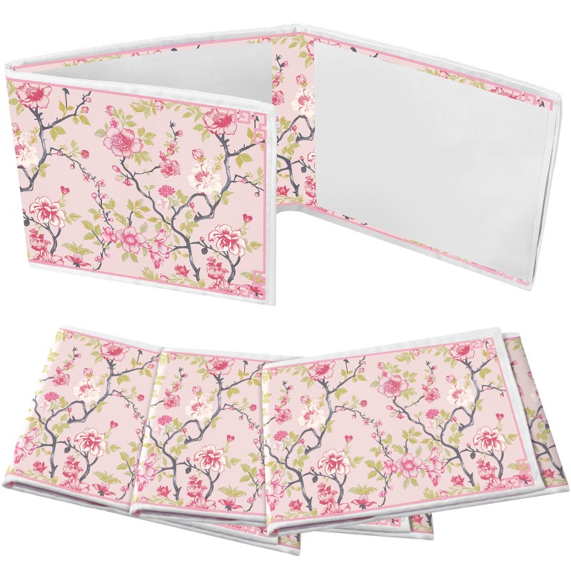 Sonwyoung 4 Pack Chinoiserie Mahjong Card Holder Chinoiserie Print Mahjong Card Sleeve Large Size(6 1/8â€x4 3/4â€) Soft Printed Fabric Scorecard Protector Holder Cover Gifts(Pink and Green) - Image 1