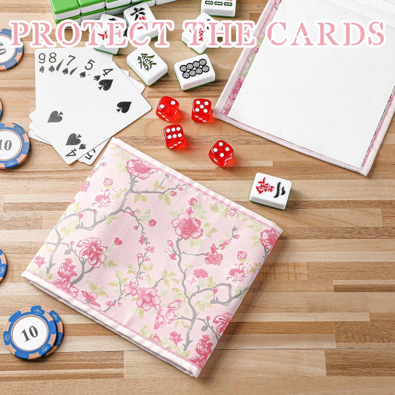 Sonwyoung 4 Pack Chinoiserie Mahjong Card Holder Chinoiserie Print Mahjong Card Sleeve Large Size(6 1/8â€x4 3/4â€) Soft Printed Fabric Scorecard Protector Holder Cover Gifts(Pink and Green) - Image 4