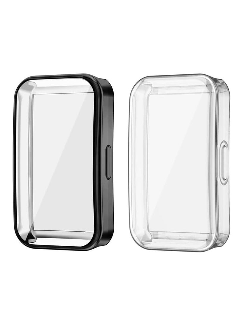 HW [2pcs] Ful Case Protector Compatible with Huawei Band 8 Cover, Full TPU Case protector with TPU Screen Coverage HD Ultra-Thin Durable Protective Cover (Black+Clear)  - Image 4