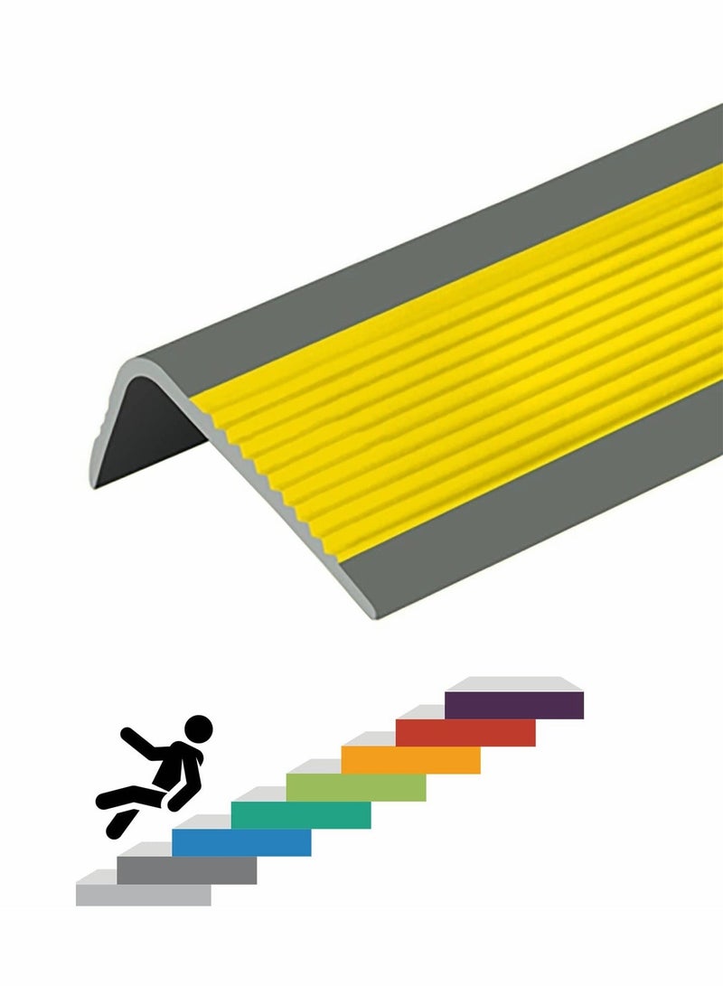 Stair Leading Edge Protector, Waterproof Anti-Slip Rubber Step Adhesive Decorative Protection Strip for Home School Nursing Indoor and Outdoor Steps(Yellow)  - Image 1