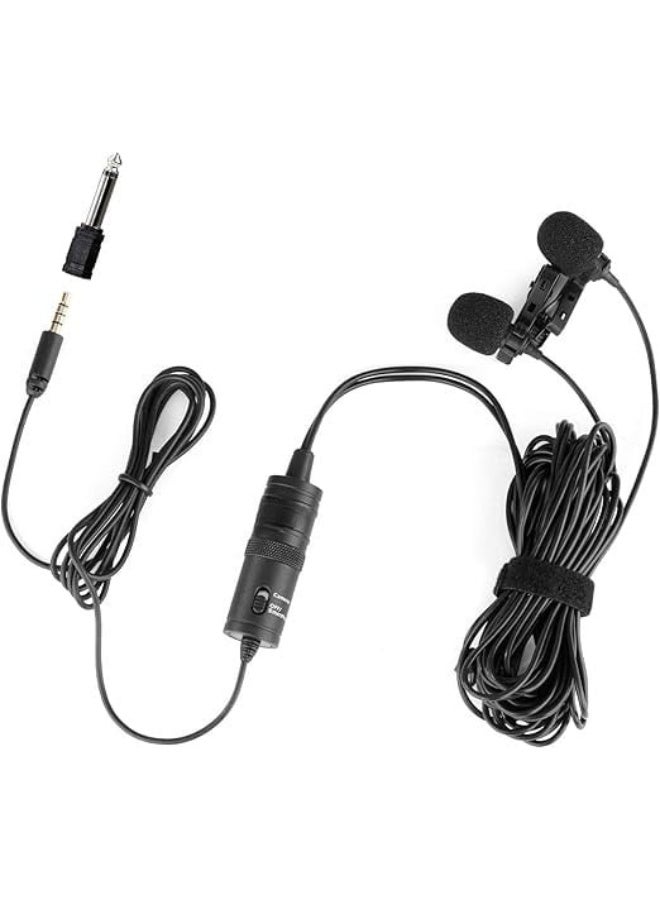 Dual-Head Lavalier Universal Microphone – Clip-on Lapel Mic with Adapter for Smartphone, Camera, PC, and Audio Recording - Image 1