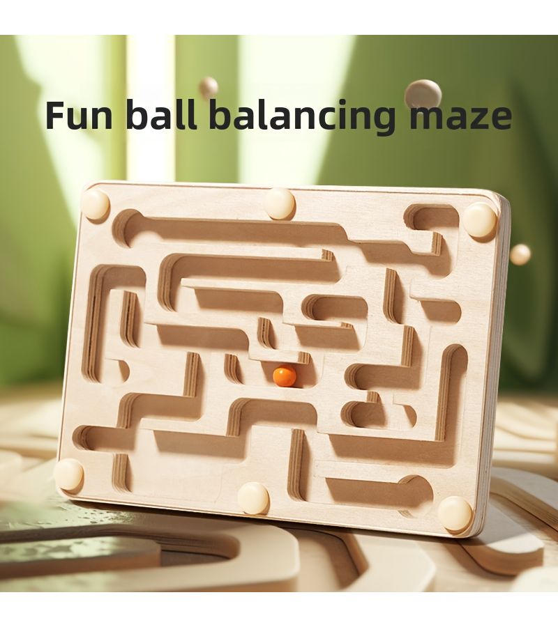 Linden Wood Balance Maze Toy For Fun Hand Eye Coordination Training - Image 4