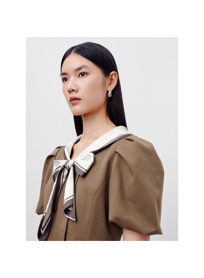 Waxbird Spring And Autumn Fashion Commuter Style Bow Collar Suit Midi Dress Women's Elegant And Sweet - Image 5