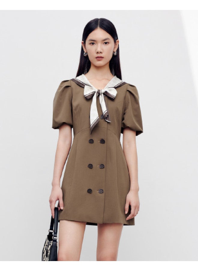 Waxbird Spring And Autumn Fashion Commuter Style Bow Collar Suit Midi Dress Women's Elegant And Sweet - Image 1