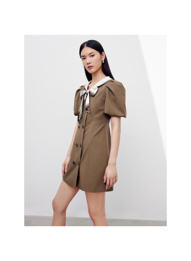 Waxbird Spring And Autumn Fashion Commuter Style Bow Collar Suit Midi Dress Women's Elegant And Sweet - Image 3