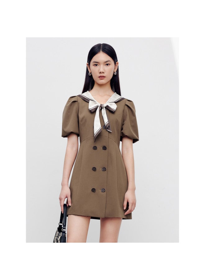 Waxbird Spring And Autumn Fashion Commuter Style Bow Collar Suit Midi Dress Women's Elegant And Sweet - Image 2