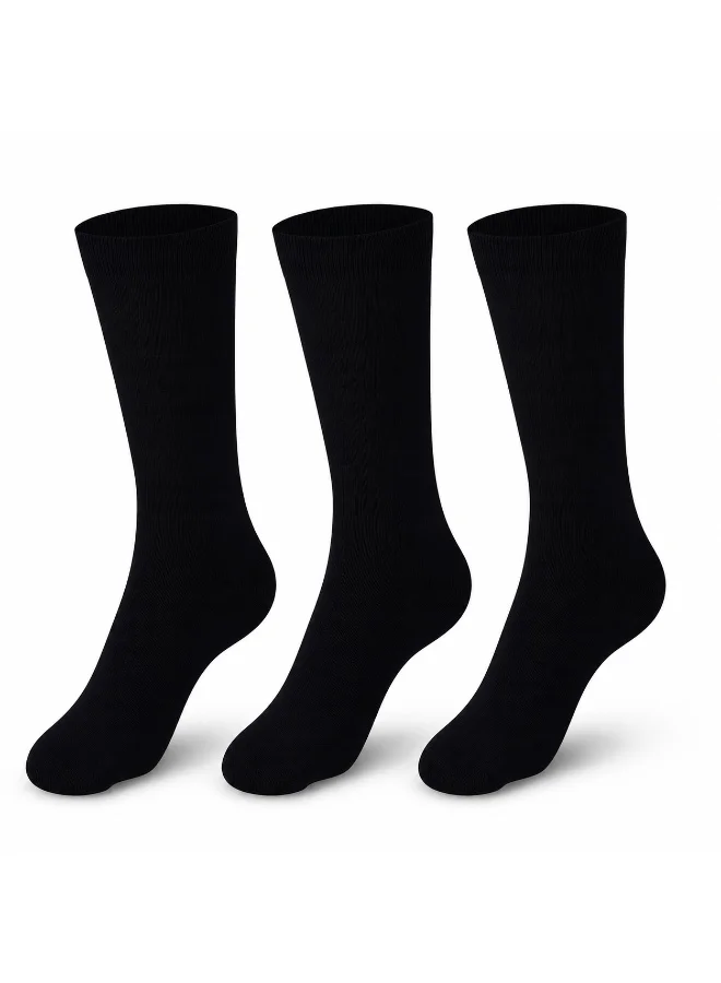 Ampm Mens Cotton blended Business Formal Casual Socks (PACK OF 3) Ultra-Soft touch, Secure Gentle Grip, Reinforced stitch, Skin Friendly - BLACK