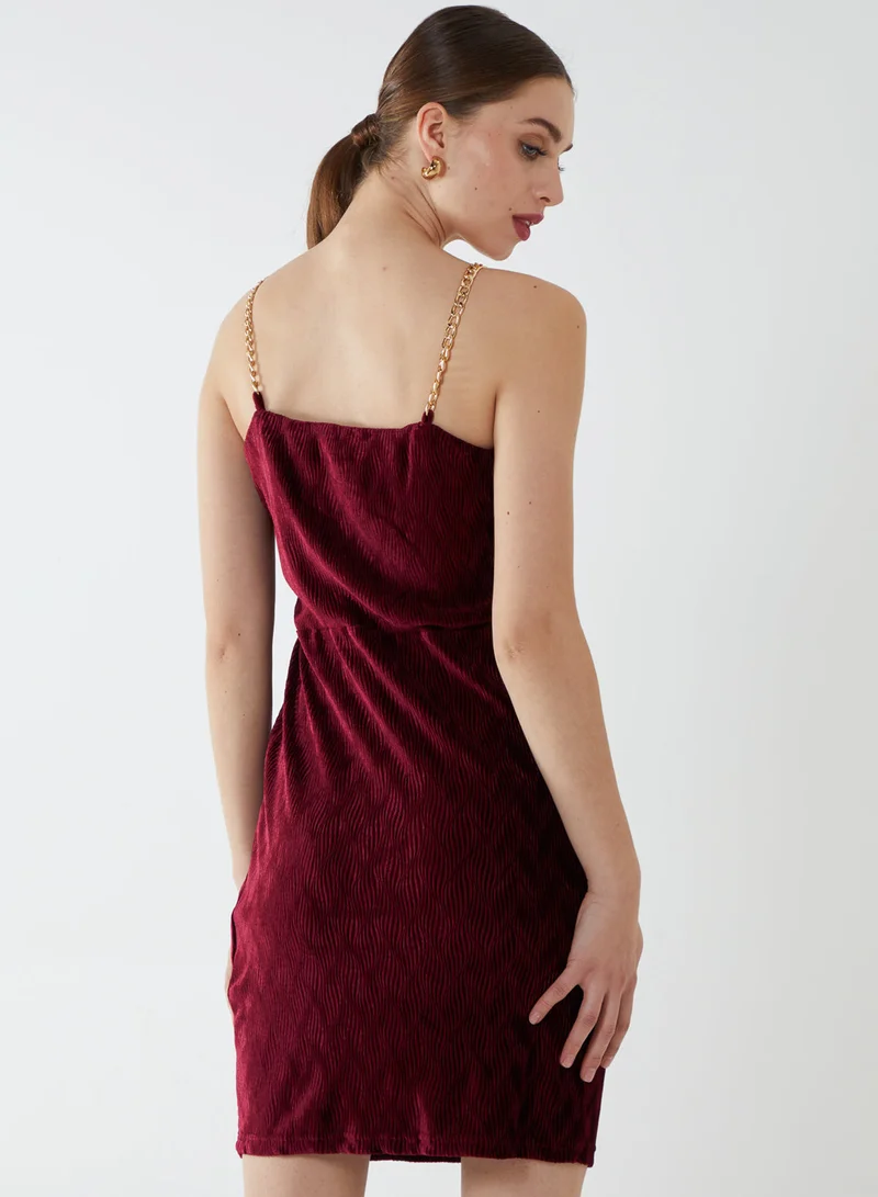 بلو فانيلا فستان قصير بحزام سلسلة