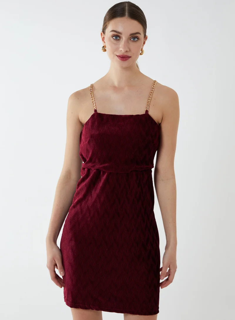 بلو فانيلا فستان قصير بحزام سلسلة