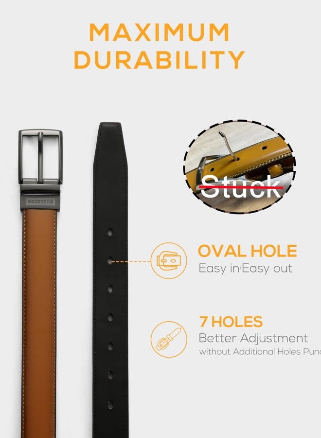 CHAOREN Boys Brown Belt, Boys Dress Belt, Boys Reversible Leather Belt - One Belt Two Style, Youth Belt Boys Premium Leather 1 1/4" - Image 4