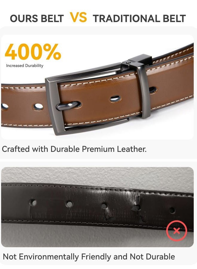 CHAOREN Boys Brown Belt, Boys Dress Belt, Boys Reversible Leather Belt - One Belt Two Style, Youth Belt Boys Premium Leather 1 1/4" - Image 5