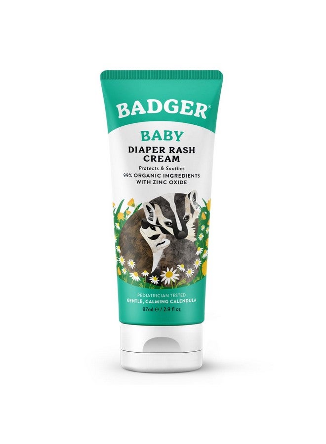 بادجير كريم حفاضات بادجر، كريم طفح الحفاضات العضوي بنسبة 99% للأطفال، مرهم أكسيد الزنك مع كريم آذريون مهدئ لبشرة الطفل الحساسة، 2.9 أونصة سائلة - Image 1