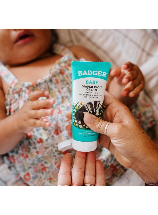 بادجير كريم حفاضات بادجر، كريم طفح الحفاضات العضوي بنسبة 99% للأطفال، مرهم أكسيد الزنك مع كريم آذريون مهدئ لبشرة الطفل الحساسة، 2.9 أونصة سائلة - Image 4