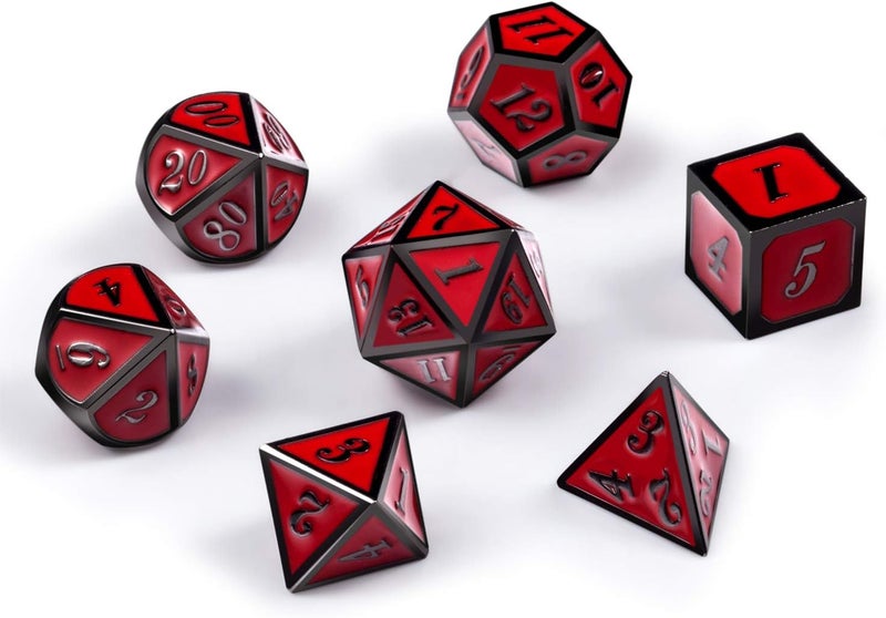 DNDND Red D&D Game Dice,7 Die Polyhedral Metal Dice with Gift Metal Tin for RPG DND Dungeons and Dragons Dice Collector Board Game Player - Image 3