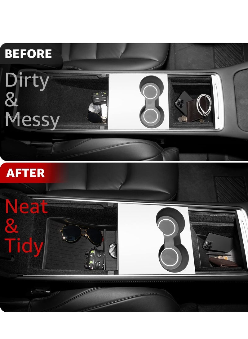 Zikra Center Console Organizer Tray for Tesla Model Y TPE Control Lower Bottom Storage Box Fit Model Y 2022 2021 - Image 2