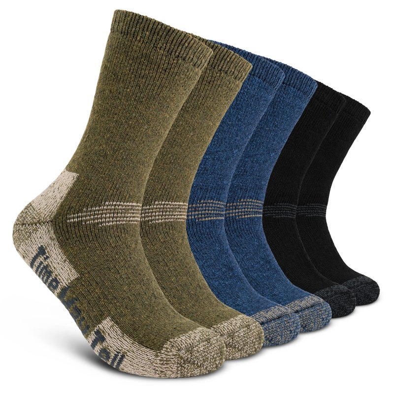Time May Tell Mens and womens Merino Wool Hiking Cushioning Socks For Outdoor Wool-Socks-For-Men 2/3 Pack (Black/Green/Blue(3 Pairs) US Size 9~13 - Image 1