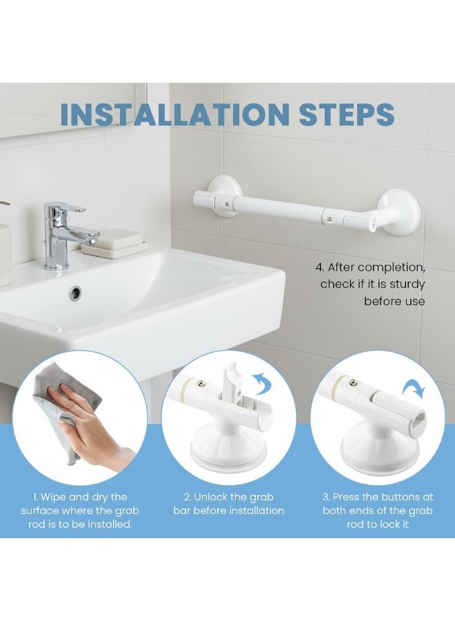 13.8 Inch Suction Cup Shower Handle Grab Bar, Removable Bathtub Safety Aid, Glow-in-the-Dark - Image 3