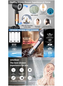 OUYoo OUYoo High Pressure Handheld Shower Head with Cotton Filter, 4 Modes Water Saving Filter, Pause Switch, Luxury Gray Showerhead for Healthier Bathing Experience.（Gray）  - Image 4
