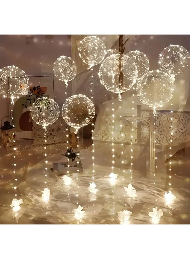 20 قطعة، 10 مجموعات من البالونات البيضاء مع صناديق إضاءة LED متوهجة في الظلام لديكور الحفلات، مع فقاعات شفافة لحفلات الزفاف وأعياد الميلاد والكريسماس والاحتفالات بالذكرى السنوية والحفلات والتخرج والهالوين. - Image 1