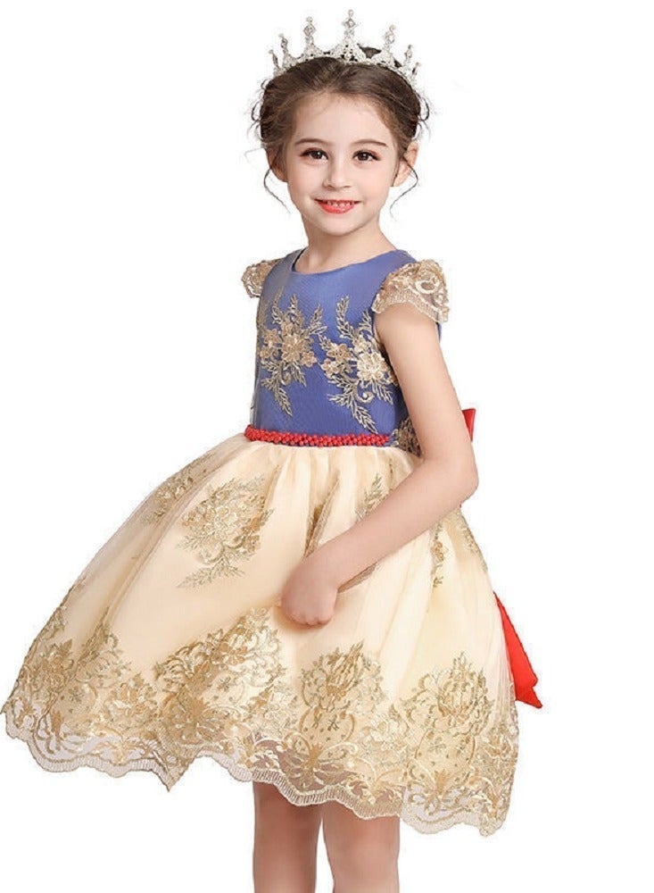 Girls Elegant Evening Party Dress, Girls Satin Tulle Princess Costume for Photoshoot & Festival Gift - Image 4