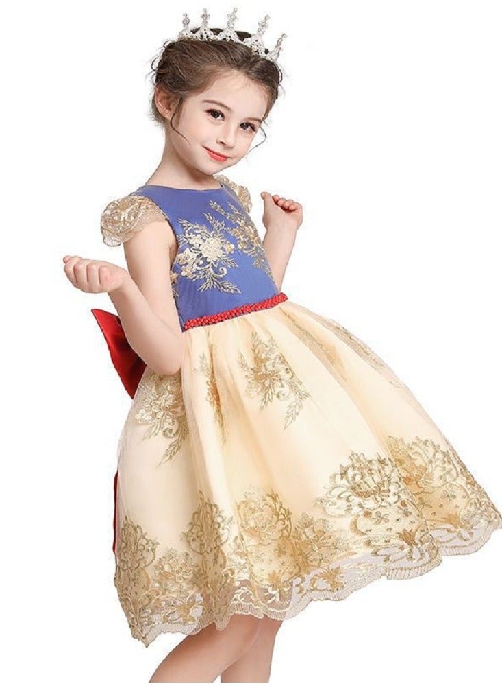 Girls Elegant Evening Party Dress, Girls Satin Tulle Princess Costume for Photoshoot & Festival Gift - Image 5
