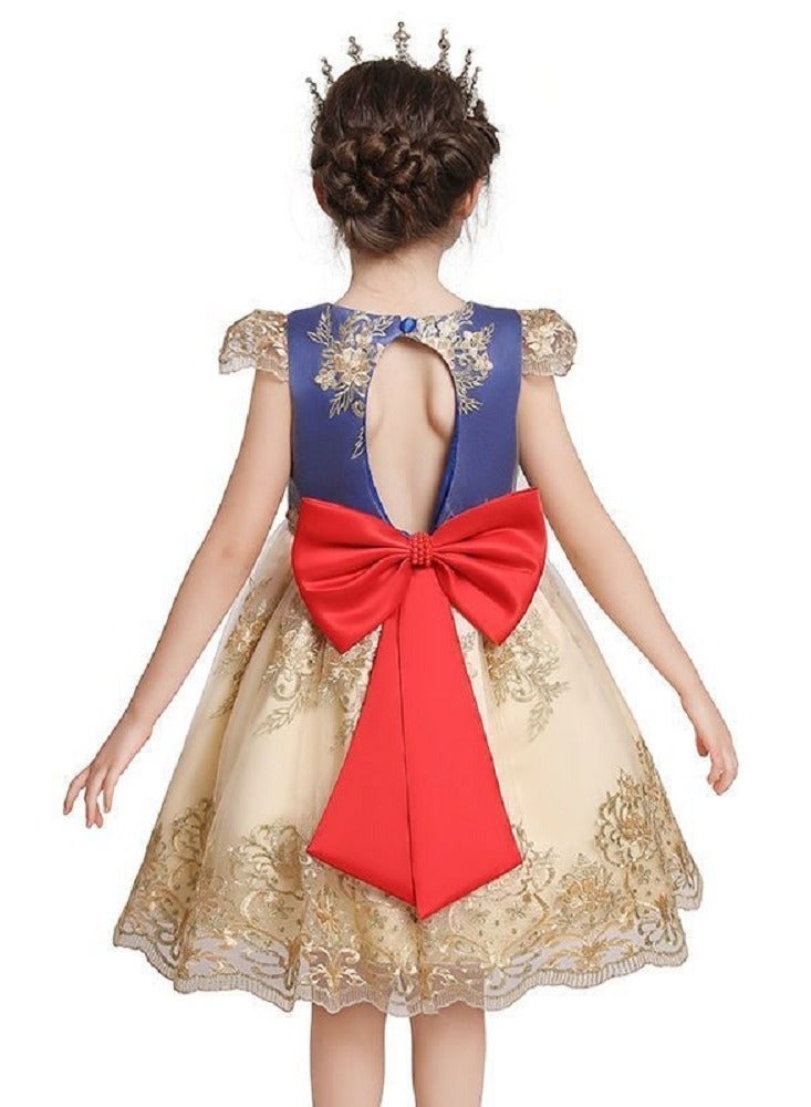 Girls Elegant Evening Party Dress, Girls Satin Tulle Princess Costume for Photoshoot & Festival Gift - Image 3