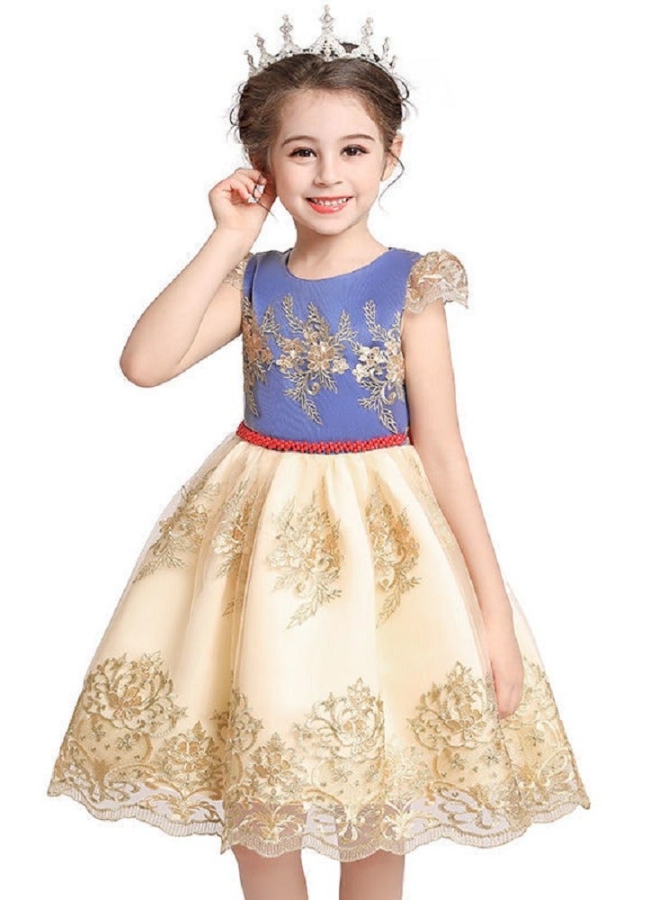 Girls Elegant Evening Party Dress, Girls Satin Tulle Princess Costume for Photoshoot & Festival Gift - Image 1