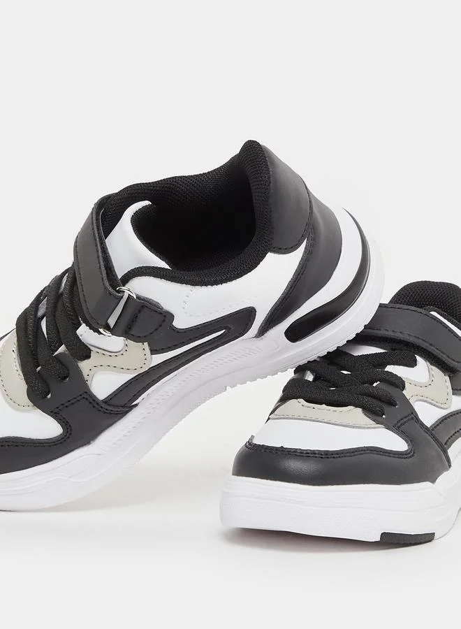 Styli Color Block Low Top Trainer Shoes with Velcro Closure