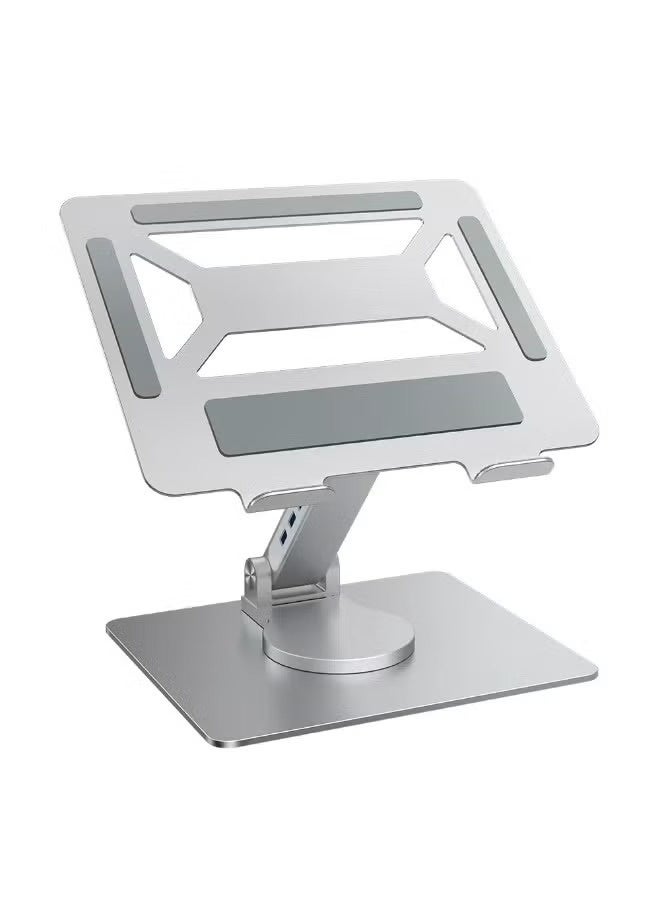 Adjustable Laptop Stand for Desk with 360° Rotating Base, Ventilated Cooling Notebook Stand, Lightweight Computer Holder for Home Office Travel. - Image 1