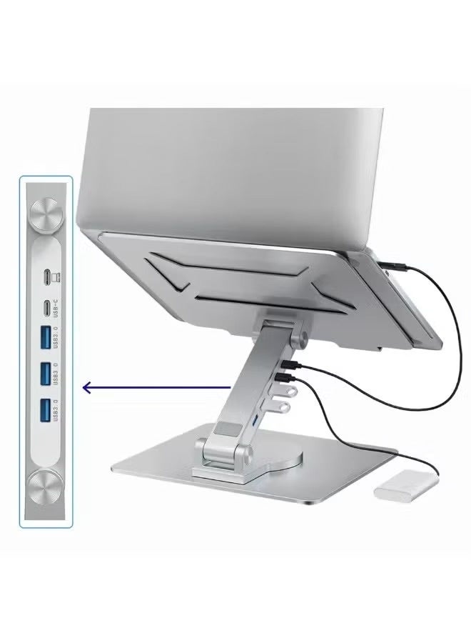Adjustable Laptop Stand for Desk with 360° Rotating Base, Ventilated Cooling Notebook Stand, Lightweight Computer Holder for Home Office Travel. - Image 2