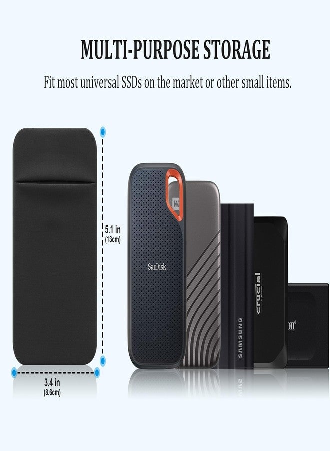 Lacdo Portable Hard Drive Sleeve for Laptop, Stick on Pouch with Reusable Adhesive, for SanDisk, Samsung, Crucial, Portable External Solid State Drive SSD Hard Drive Carrying Case Closed Pocket, Black - Image 2